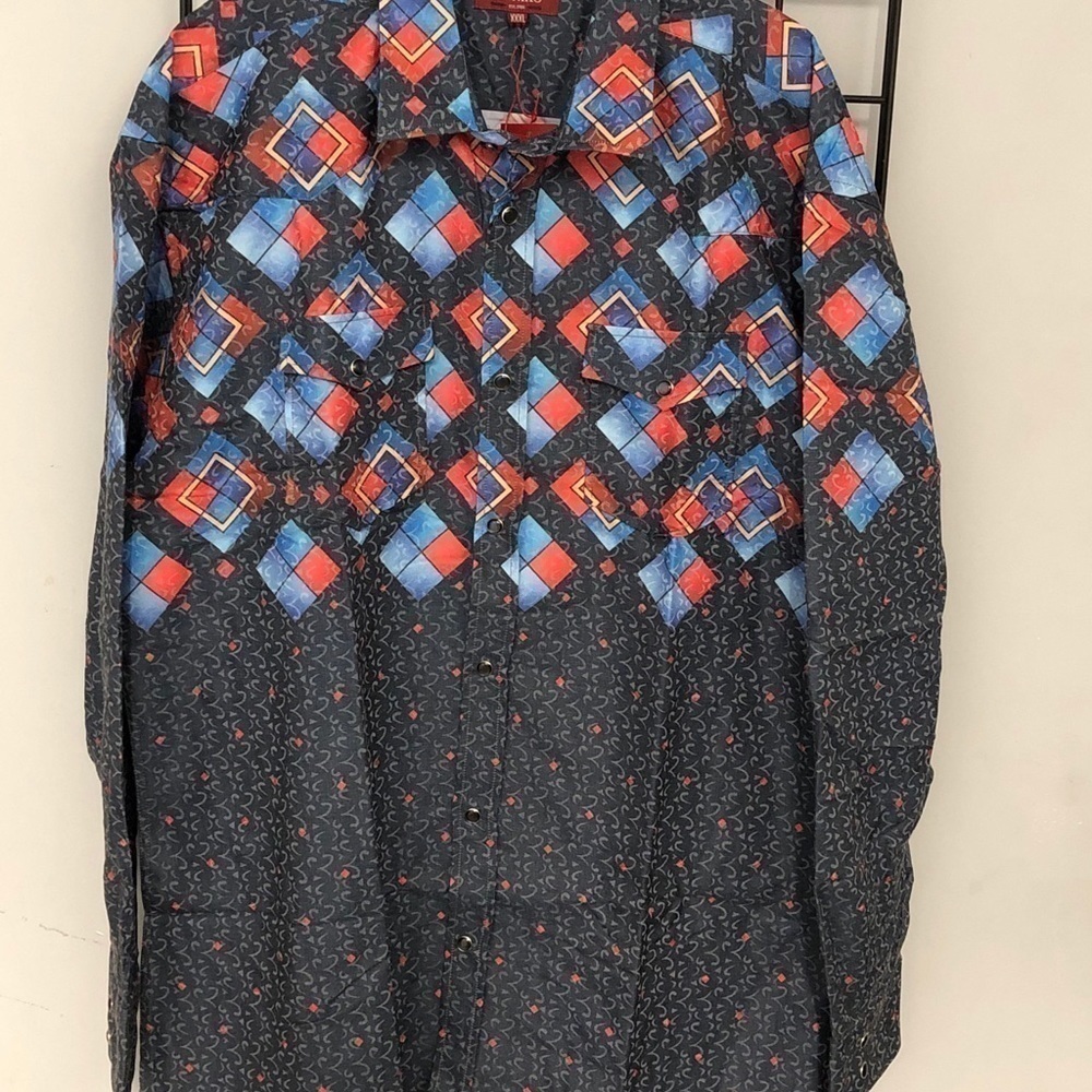 Deniko shirt button front multi modern fit 3x